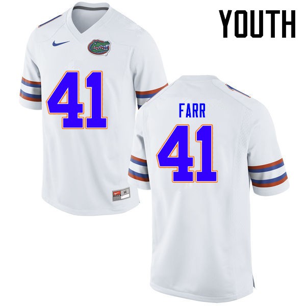 Florida Gators Youth #41 Ryan Farr College Football Jersey White